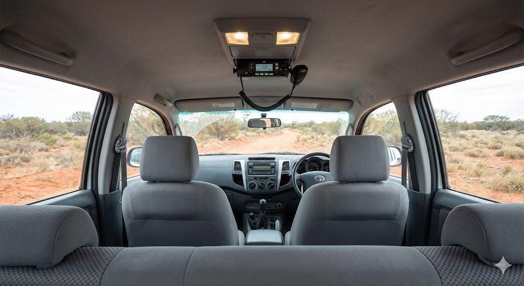 Interior view of Toyota Hilux N70 SR5 Dual Cab with 4WD Interiors roof console installed.