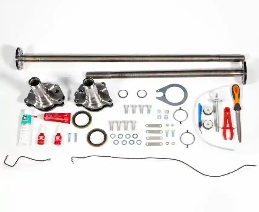 Automotive repair parts and tools on a white background