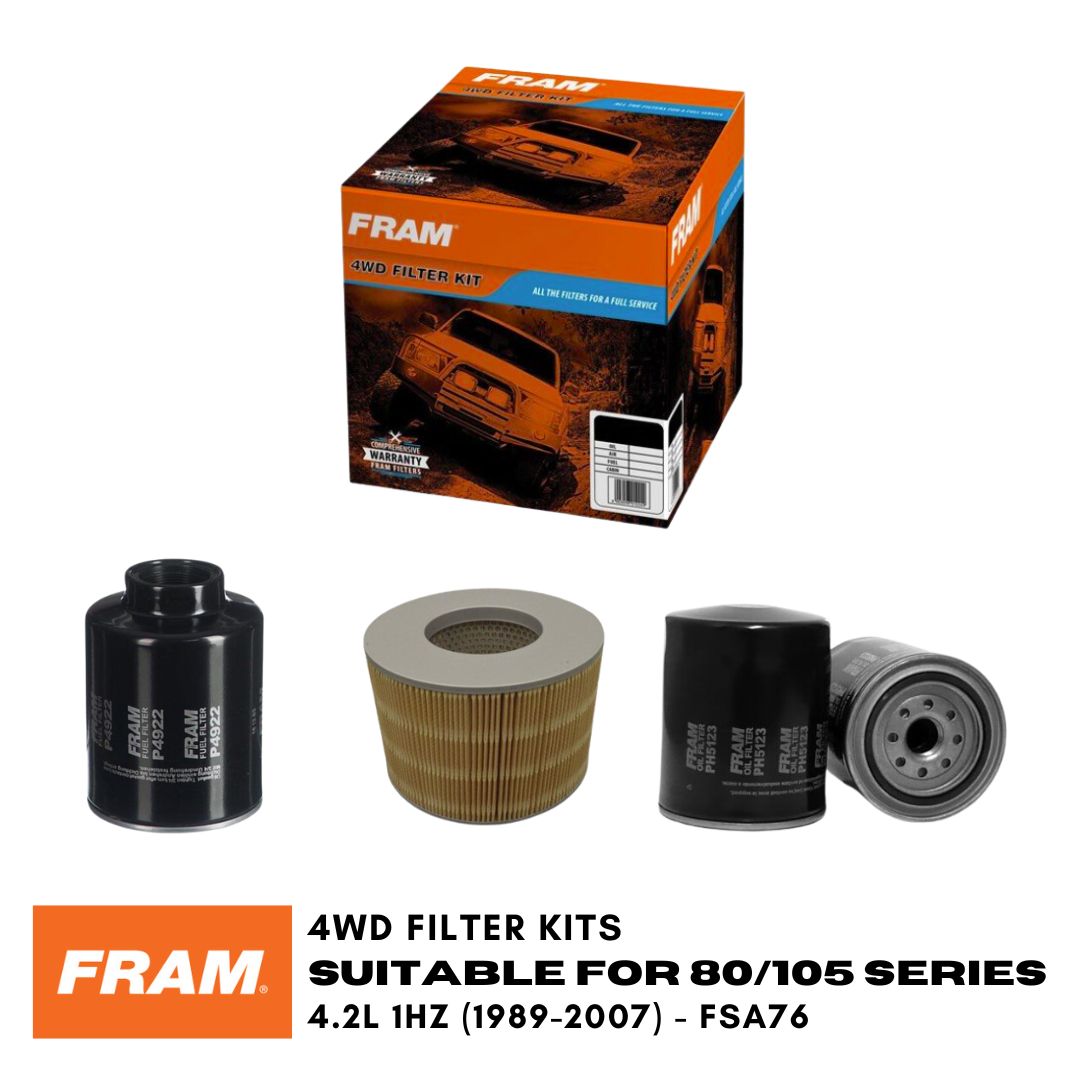 Fram 4WD filter kit with packaging and filters on a white background