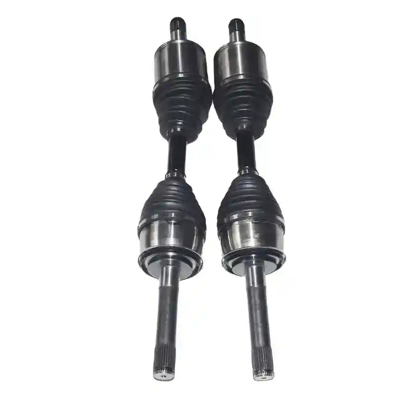 Two car axle shafts on a white background