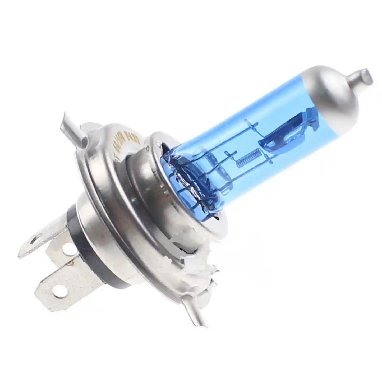 Car headlight bulb with blue glass on a white background