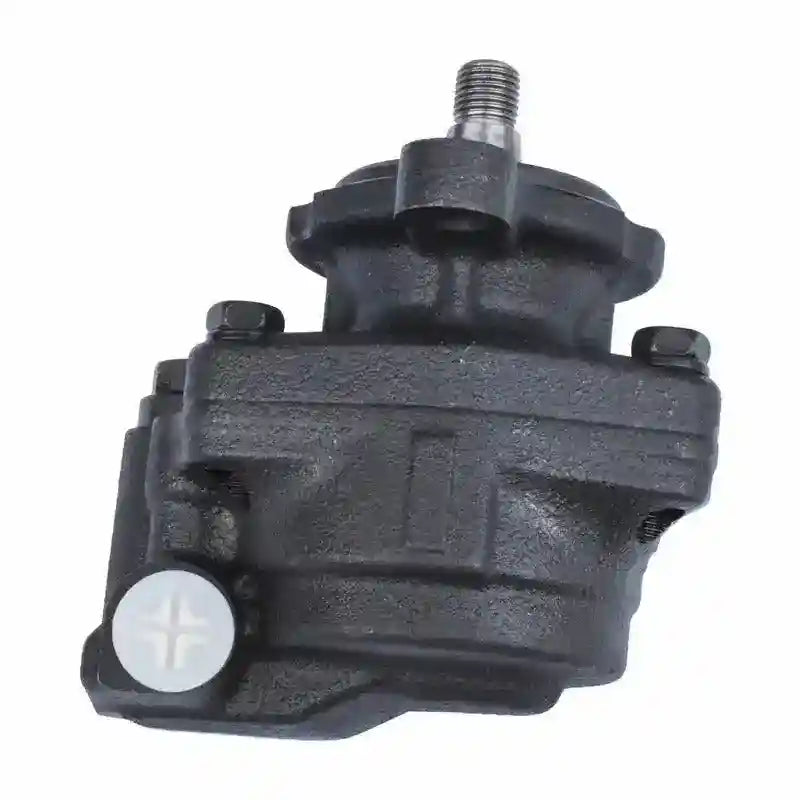 Black mechanical component on a white background