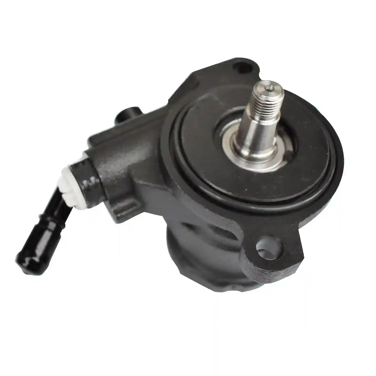 Power Steering Pump with a metal shaft on a white background