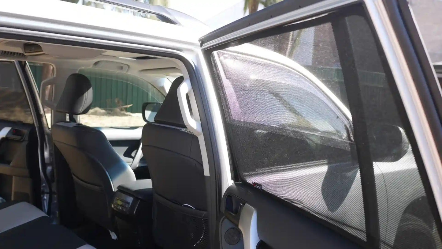 Car interior with open door showing seats and dashboard