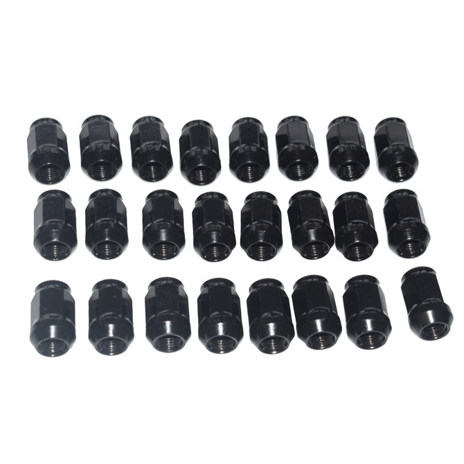 Set of black metal connectors on a white background