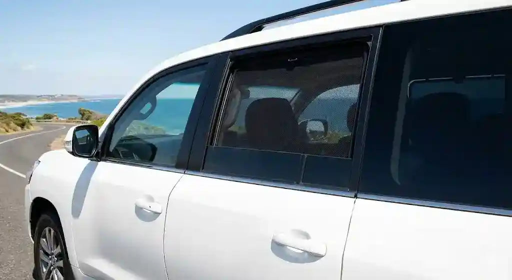 Snap Shades magnetic window shade installed on Toyota LandCruiser 200 Series rear door