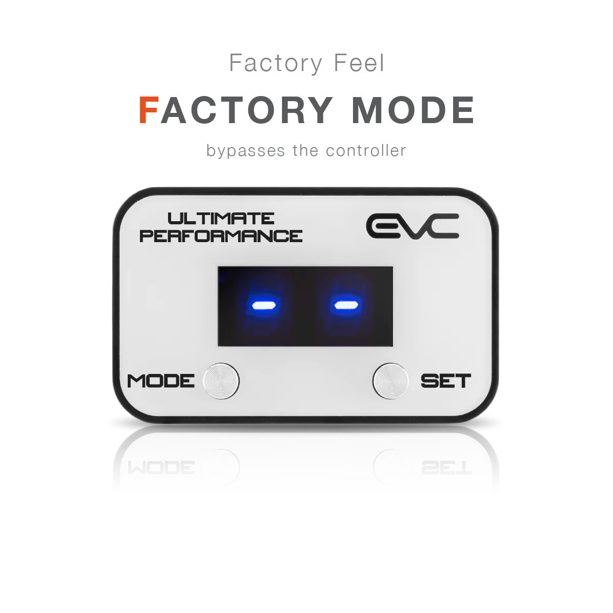 Control panel with 'Factory Mode' feature on a white background