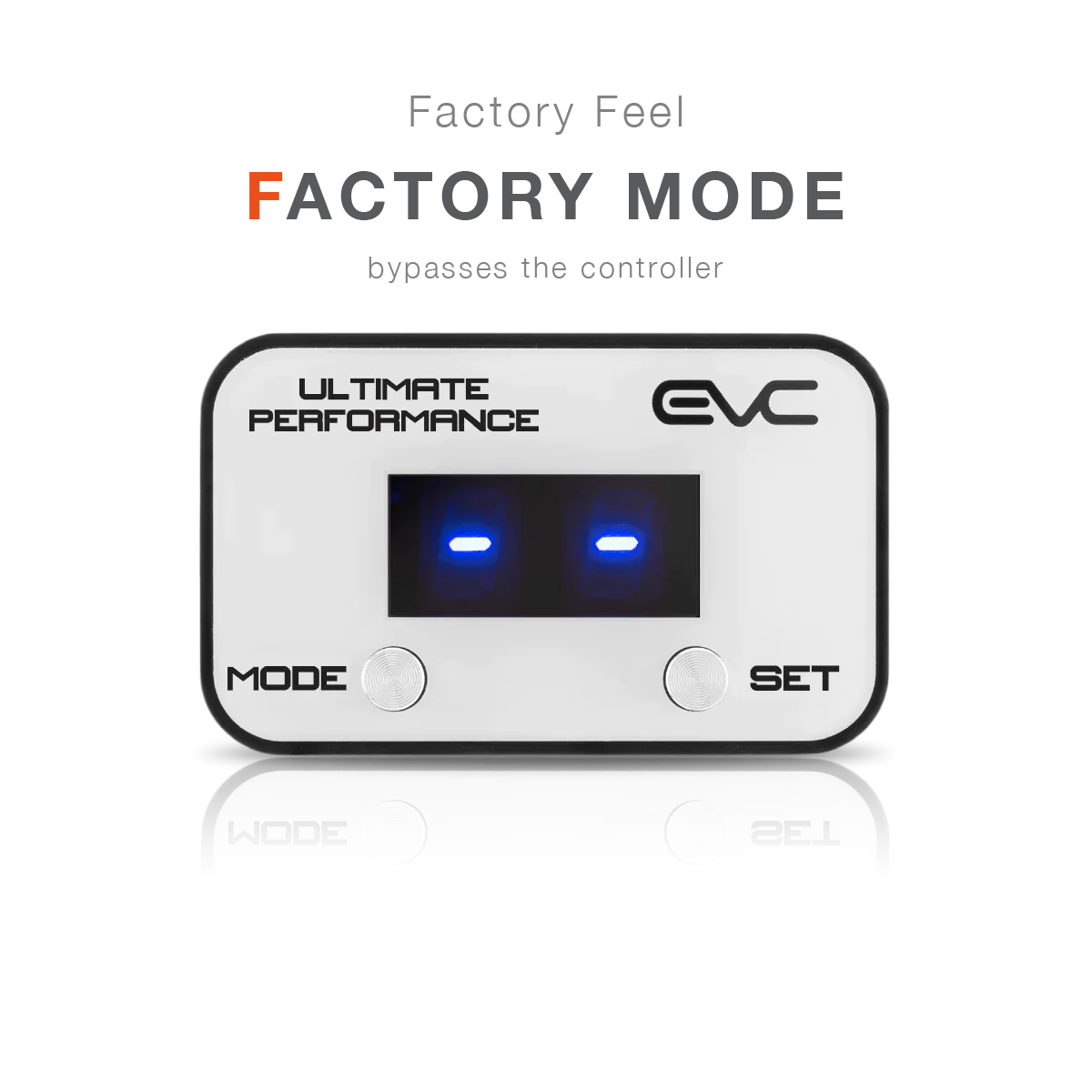 Control panel with 'Factory Mode' feature on a white background