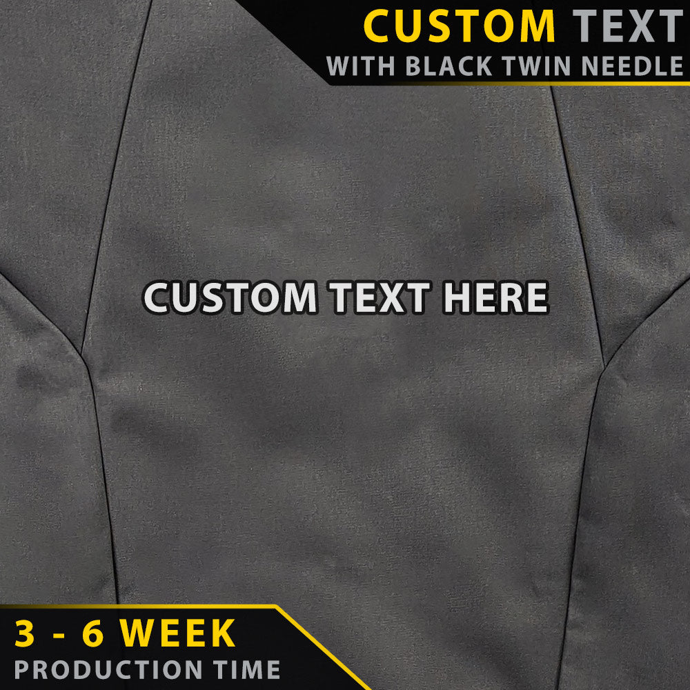 Gray fabric with customizable text overlay and production time information.