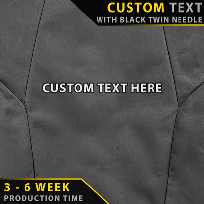 Gray fabric with customizable text overlay and production time information.