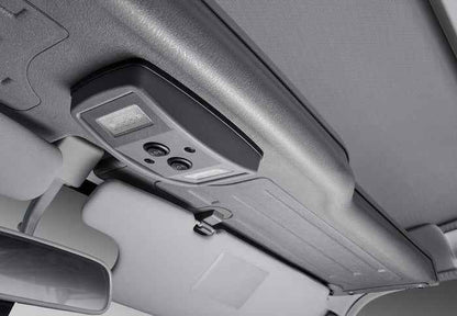Car interior with a top shelf 