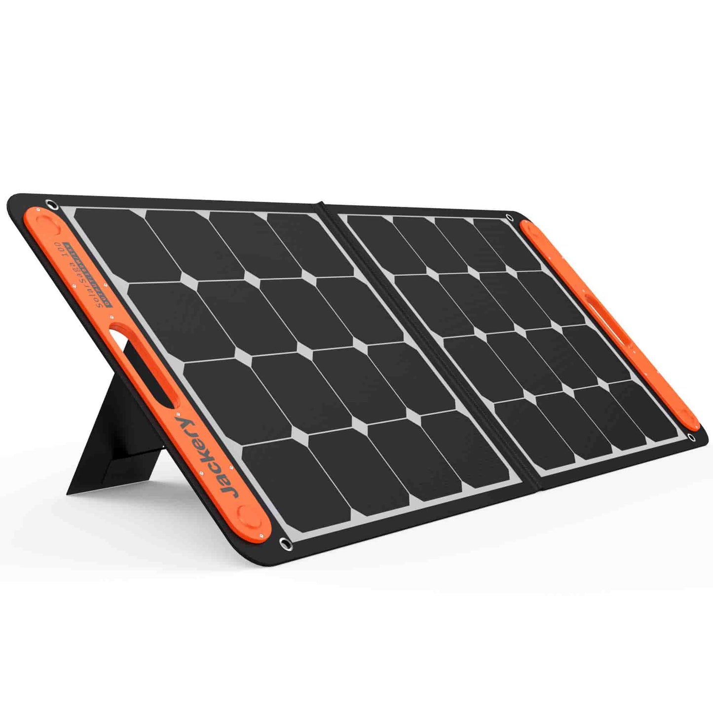 Foldable solar panel with orange border on a white background