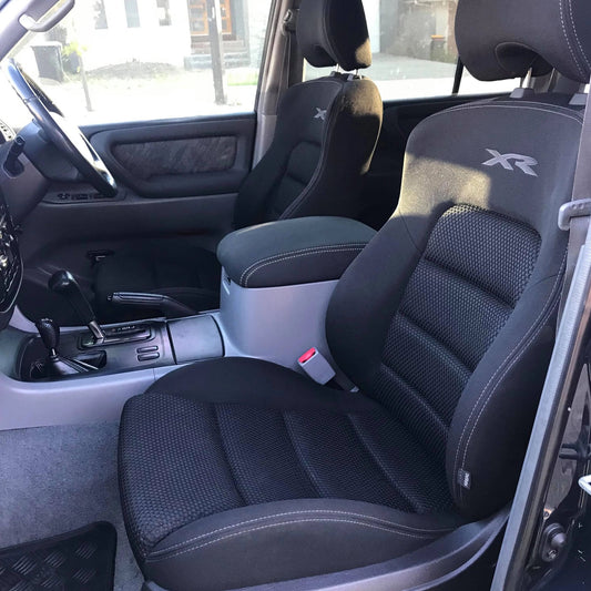 Seat Adapter Kit and black leather seats with 'XR' logo.