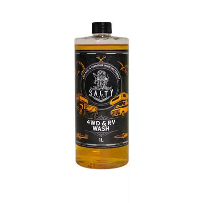 Bottle of Salty 4WD & RV Wash on a white background