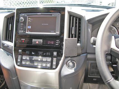 Car dashboard with radio and climate control panel