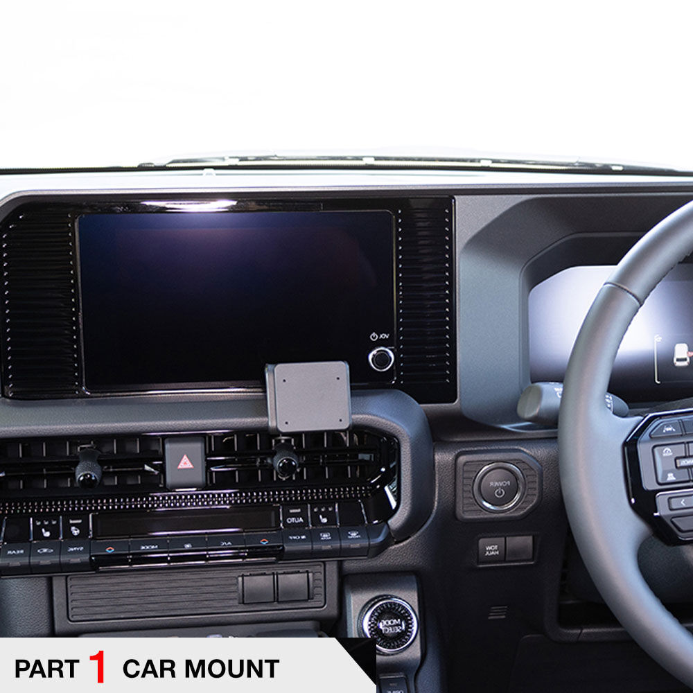 Car interior with a screen and ClicOn Dash Mount