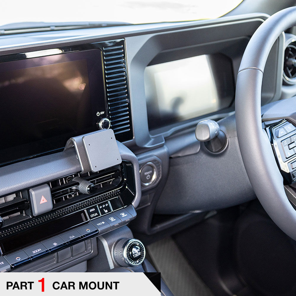 Car interior with a ClicOn Dash Mount on the dashboard