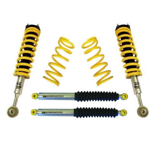 Set of yellow RAW 4x4 Suspension Kit on a white background