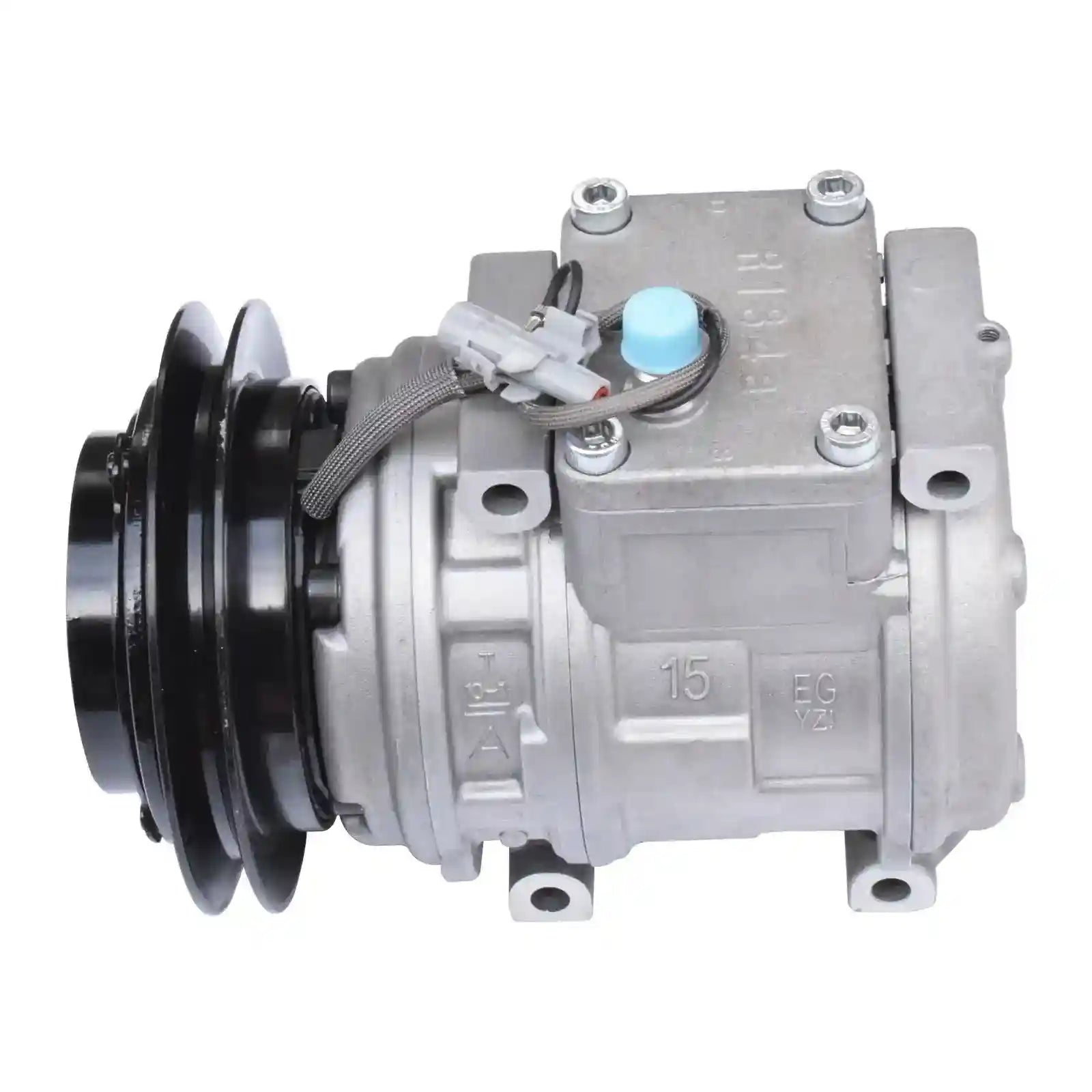 Car air conditioning compressor on a white background