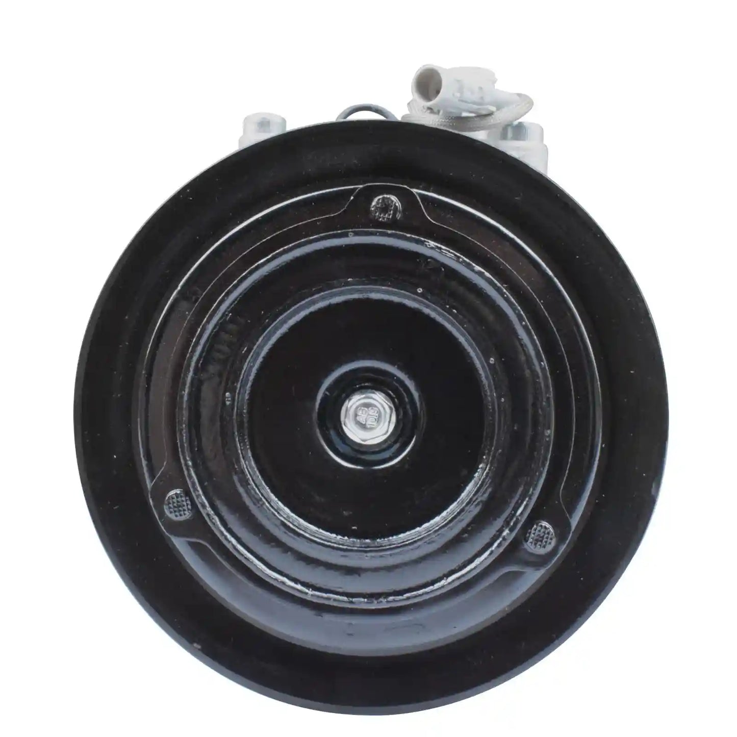 Air Con AC Compressor Black pulley on a white background