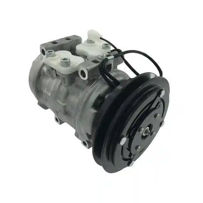 Automotive air conditioning compressor on a white background