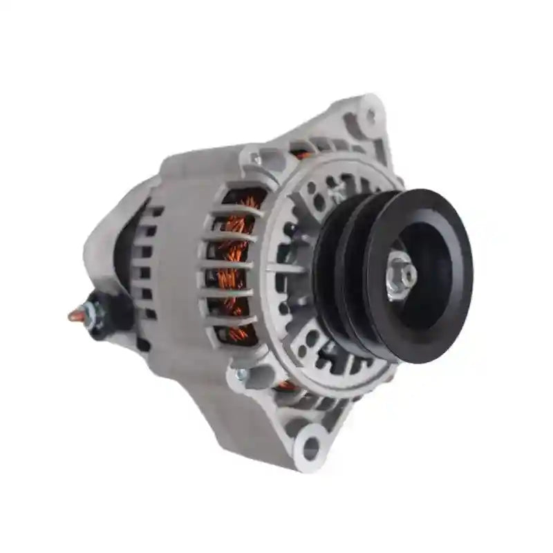 Close up view of Car alternator on a white background