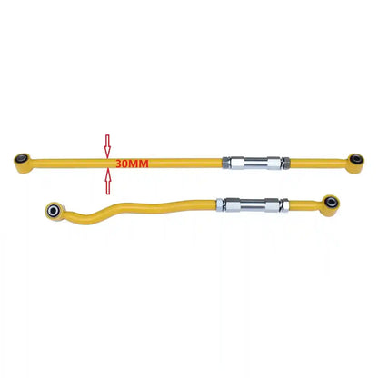 Two yellow metal rods with silver connectors and a red '30MM' label on a white background.