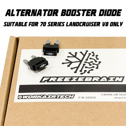 Alternator Booster Diode diode packaging with Freezebrain and Work Air Tech branding on a cardboard box.