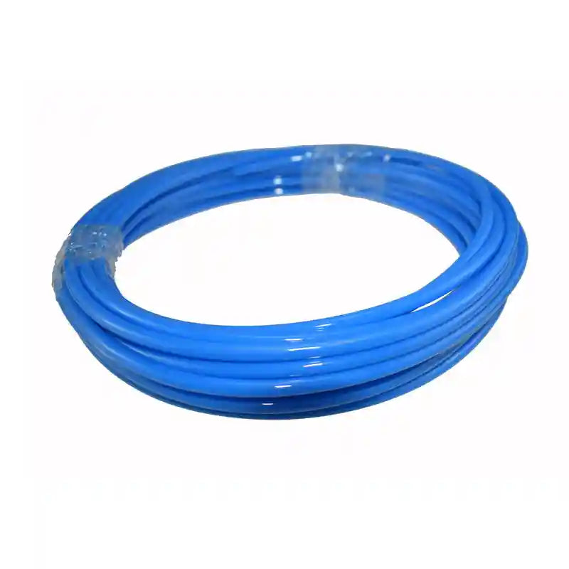 Coiled blue tube on a white background