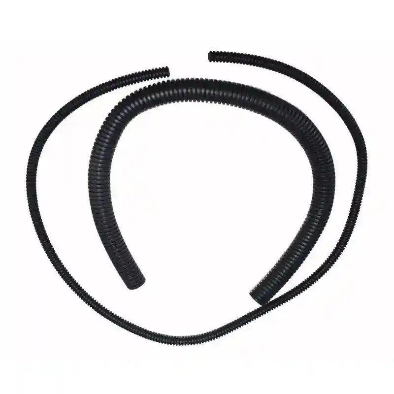 Black corrugated hose on a white background