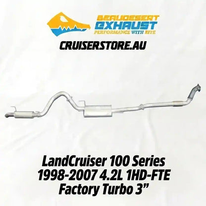 Exhaust system for LandCruiser 100 Series with CruiserStore.Au branding.