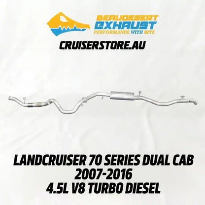 Car exhaust system with branding and product details on a white background