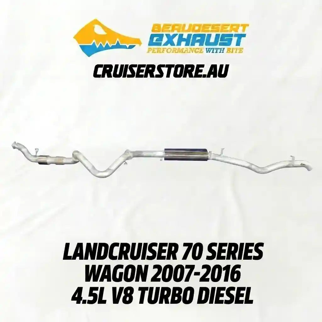 Exhaust system for LandCruiser 70 Series Wagon with CruserStore.Au branding.