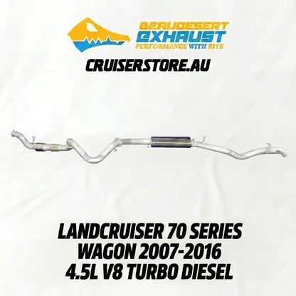 Exhaust system for LandCruiser 70 Series Wagon with CruserStore.Au branding.