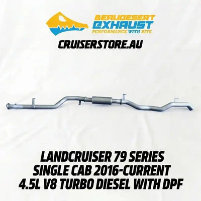 Exhaust system for Landcruiser 79 Series Single Cab with Cruserstore.au branding.