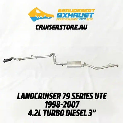 Exhaust system for Landcruiser 79 Series Ute with Cruserstore.au branding on a white background.