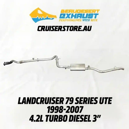 Exhaust system for Landcruiser 79 Series Ute with Cruserstore.au branding on a white background.