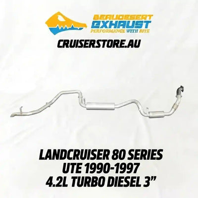 Car exhaust system with branding and product details on a white background