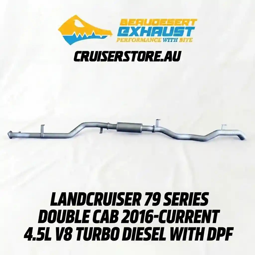 Exhaust system for LandCruiser 79 Series Double Cab with CrusierStore branding.