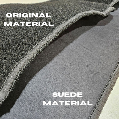 Comparison of suede and original material textures on a flat surface.