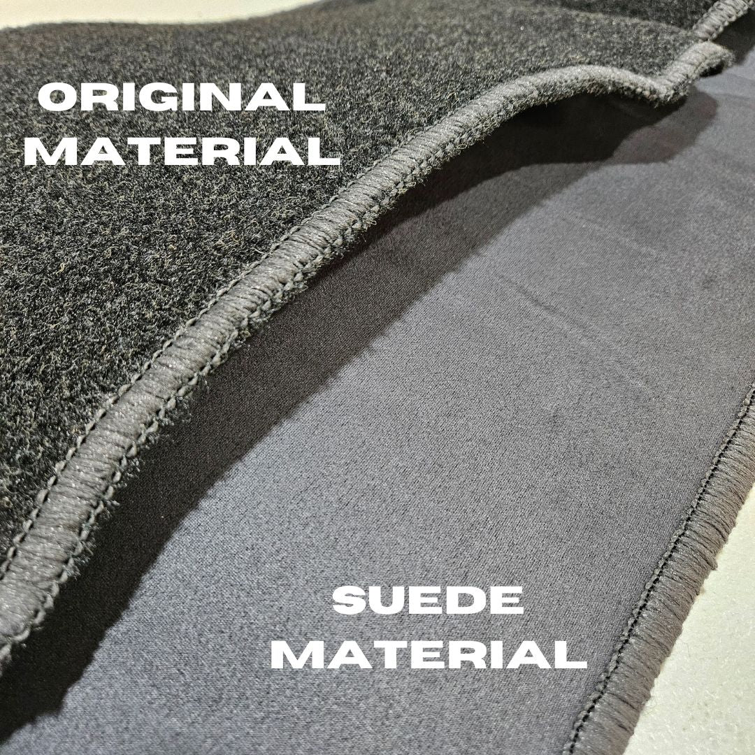 Comparison of suede and original material textures on a flat surface.