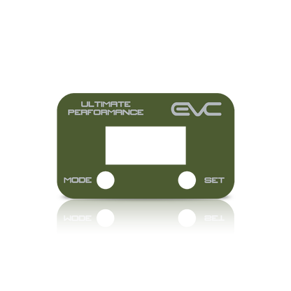Green controller Faceplate with 'EVC' branding on a white background