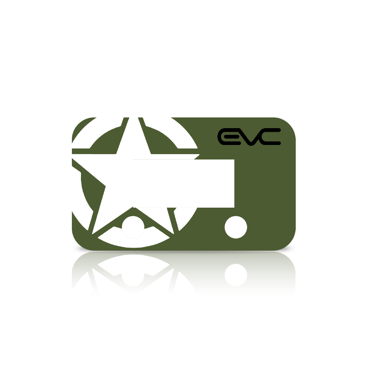 Green controller Faceplate with star design and 'EVC' branding on a white background