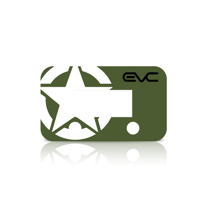 Green controller Faceplate with star design and 'EVC' branding on a white background