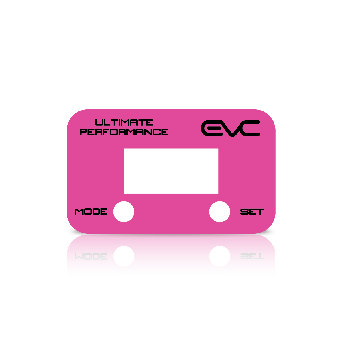 Pink faceplate with 'EVC' branding on a white background