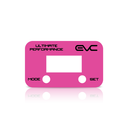Pink faceplate with 'EVC' branding on a white background