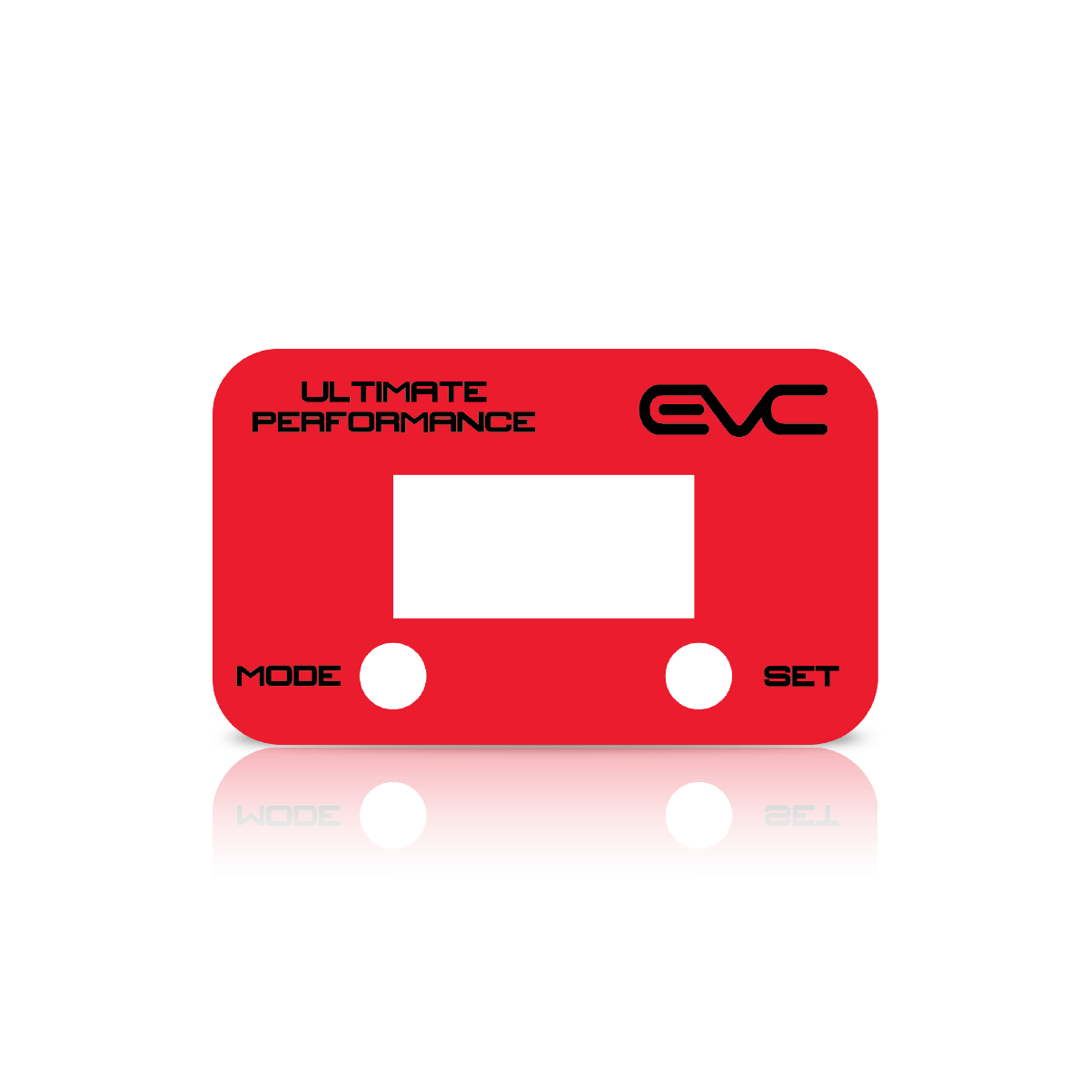 Red EVC performance Faceplate with text on a white background