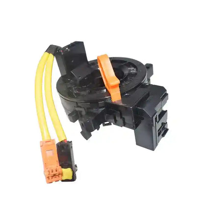 Electrical component with black housing, yellow and orange connectors on a white background