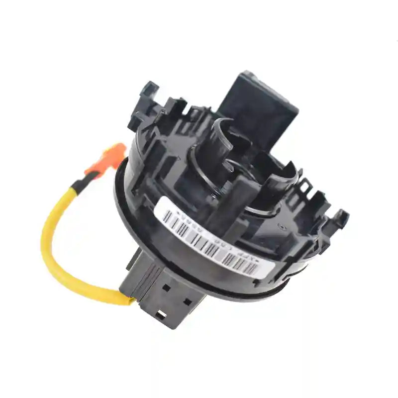 Clock Spring with yellow wire on a white background
