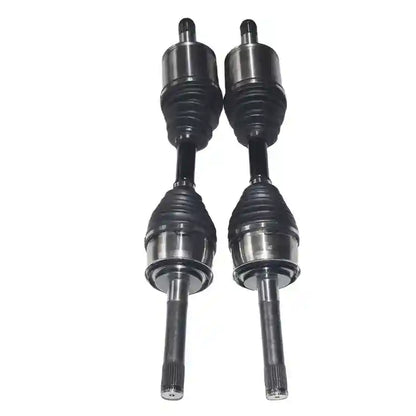 Two car axle shafts on a white background